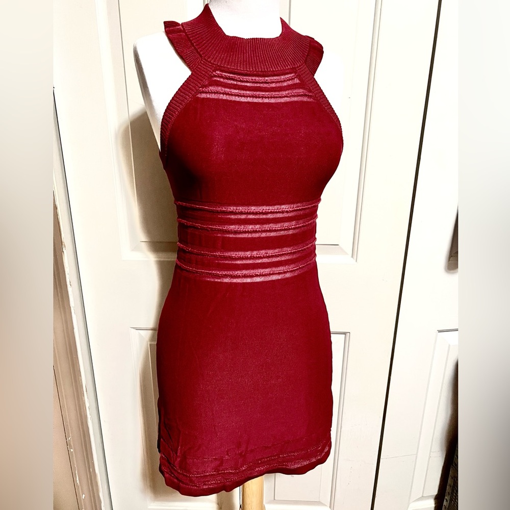 For Love & Lemons  KNITZ dress size L NWT burgundy red